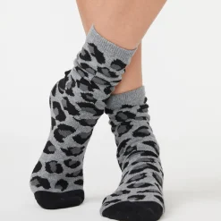 MONROW Leopard Calf Socks HEATHERGREY Best